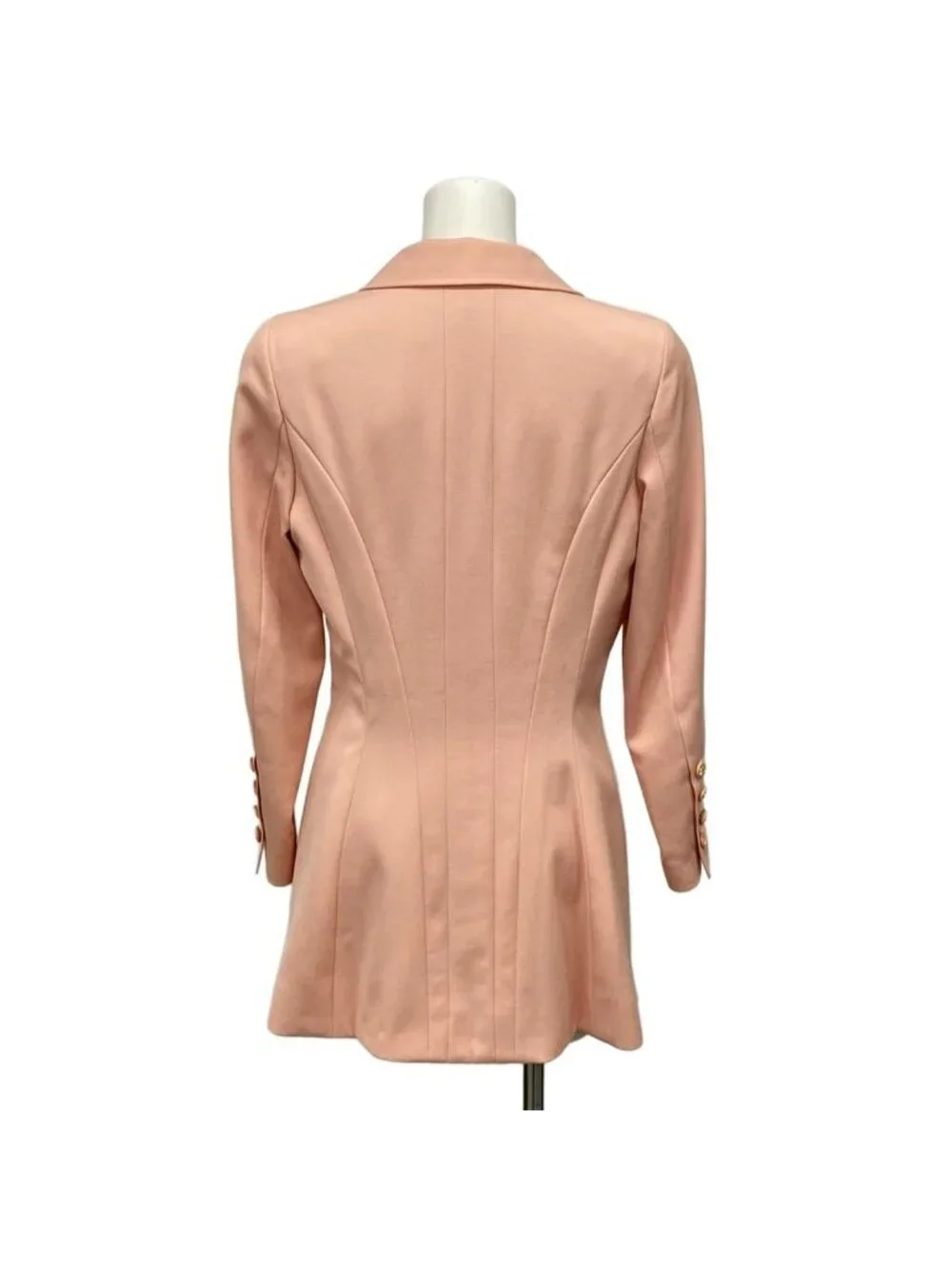 Chanel Jacket M Pink Long Sleeve CC Logo Button Double Wool
